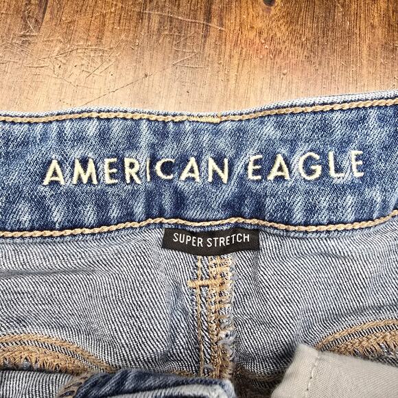 American Eagle "Hi-Rise Shortie" Destructed Distressed Jean Shorts | Size 4 - Picture 8 of 10